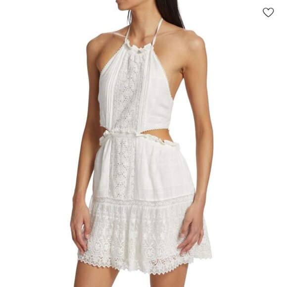 LoveShackFancy Kesia Lace Halterneck Mini Dress NWT - Picture 3 of 10